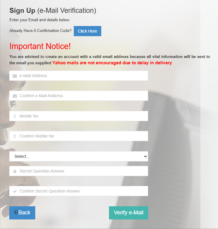 and select “Create Jamb Profile Account.”