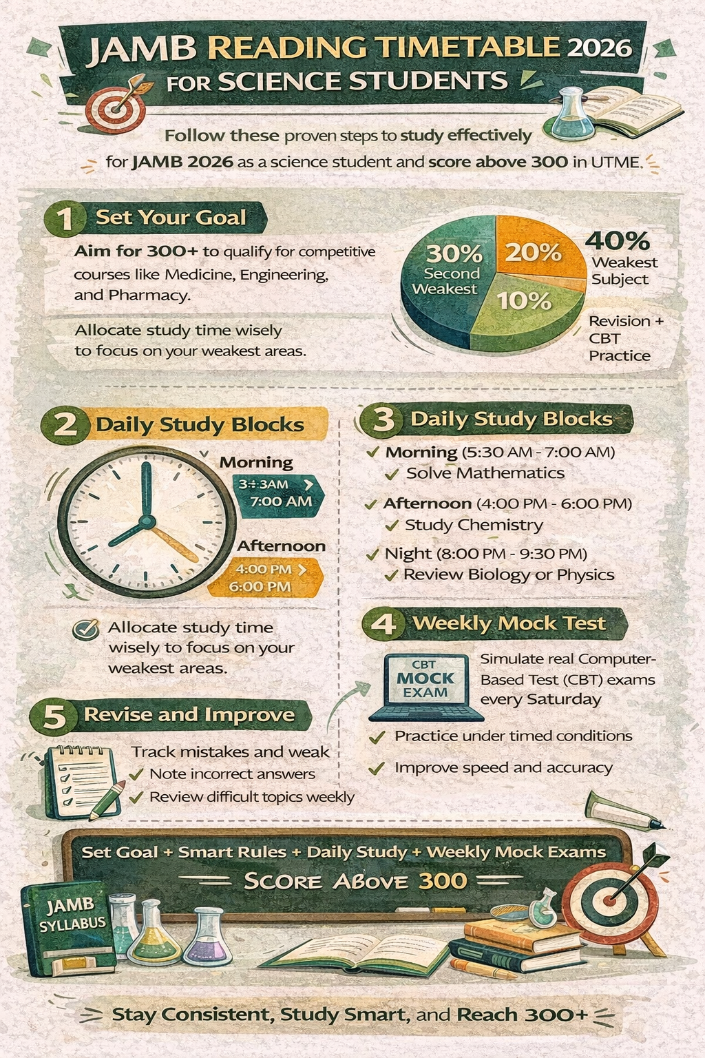 JAMB Reading Timetable 2026 for Science Students: A Proven Study Plan to Score Above 300