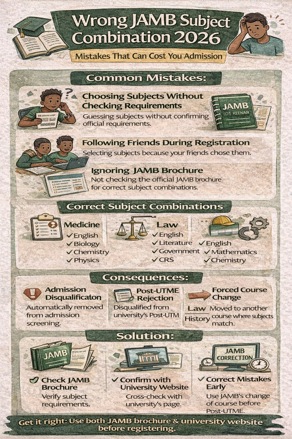 Wrong JAMB Subject Combination 2026: Mistakes That Can Cost You Admission