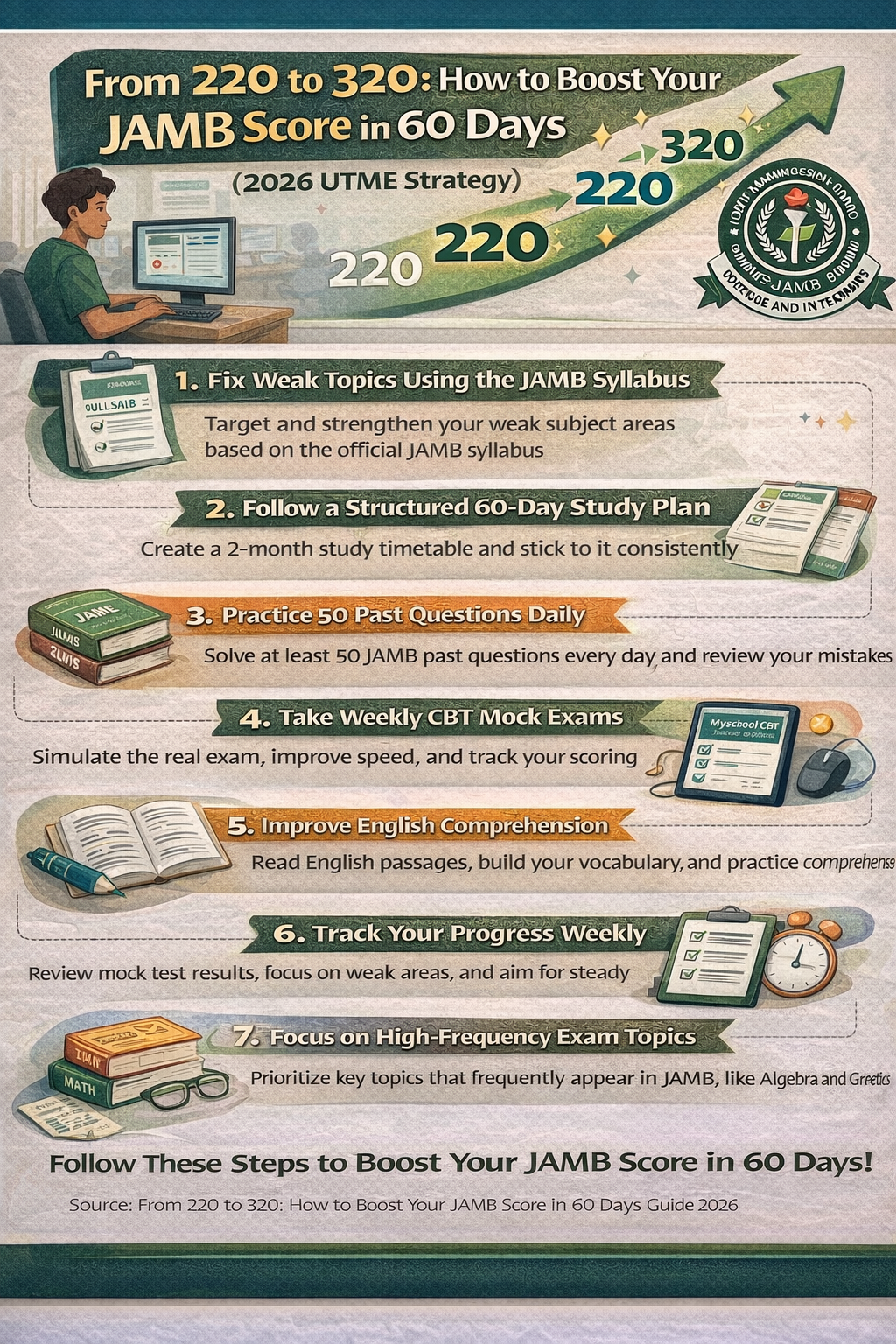 From 220 to 320: How to Boost Your JAMB Score in 60 Days