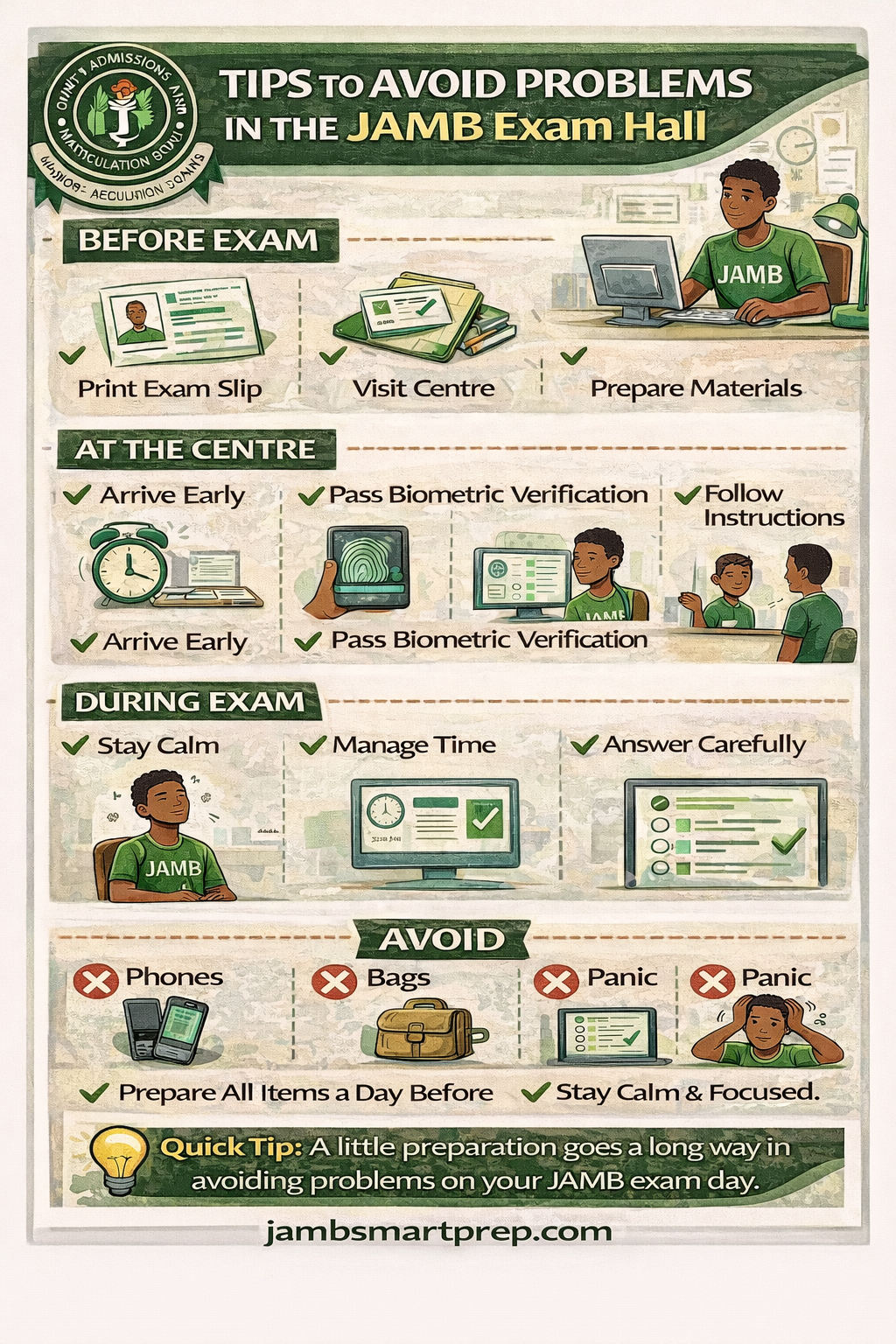 Tips to Avoid Problems in the JAMB Exam Hall 2026