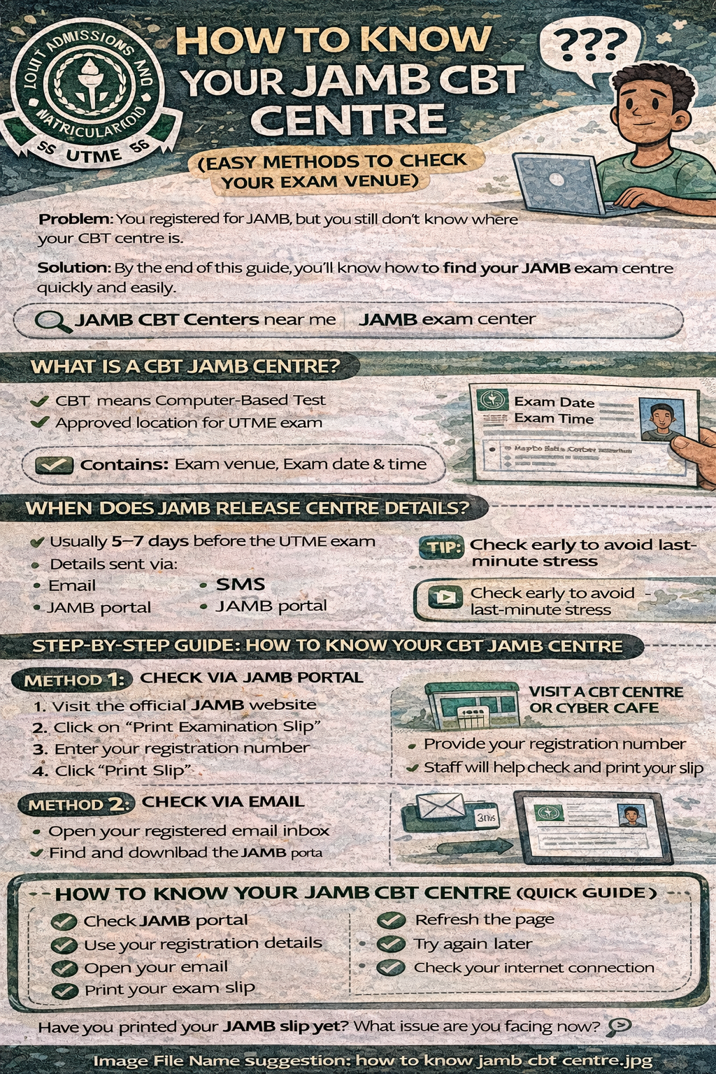 How Can I Know My CBT JAMB Centre? 2026 (Easy Methods to Check Your Exam Venue)