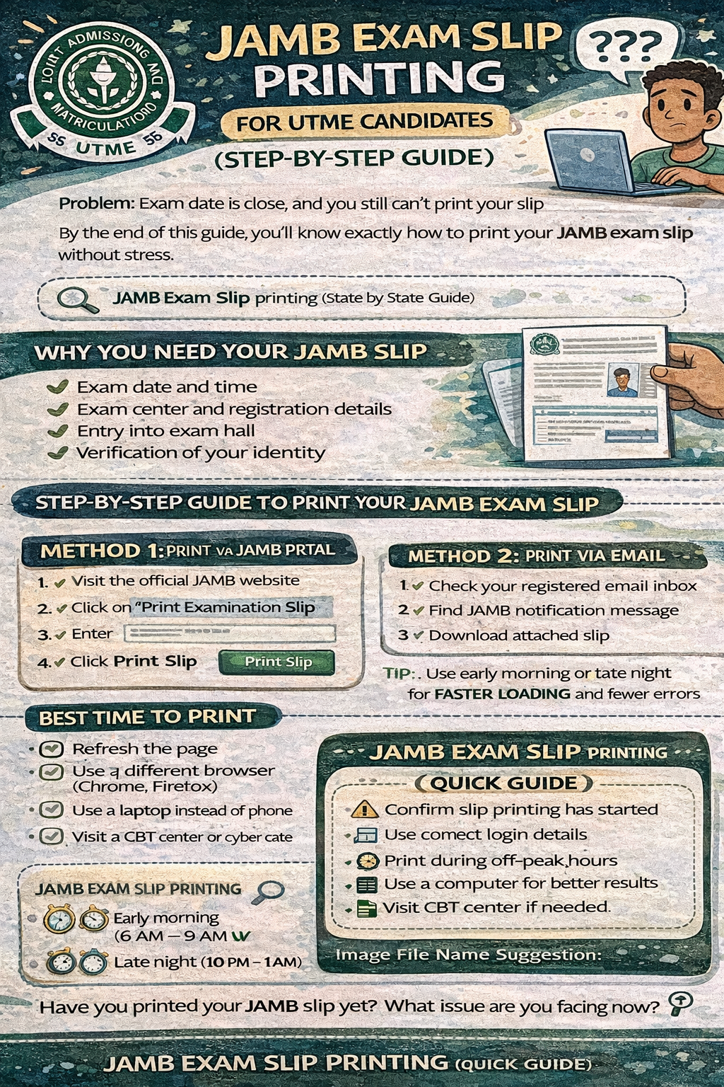 JAMB Exam Slip Printing 2026 for UTME Candidates (Step-by-Step Guide)