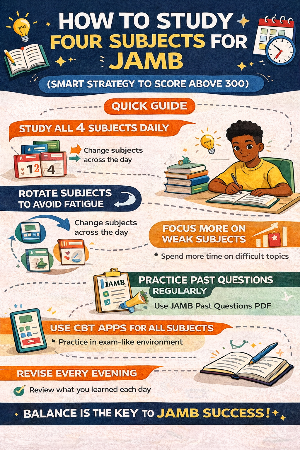How to Study Four Subjects for JAMB 2026 (Smart Strategy to Score Above 300)