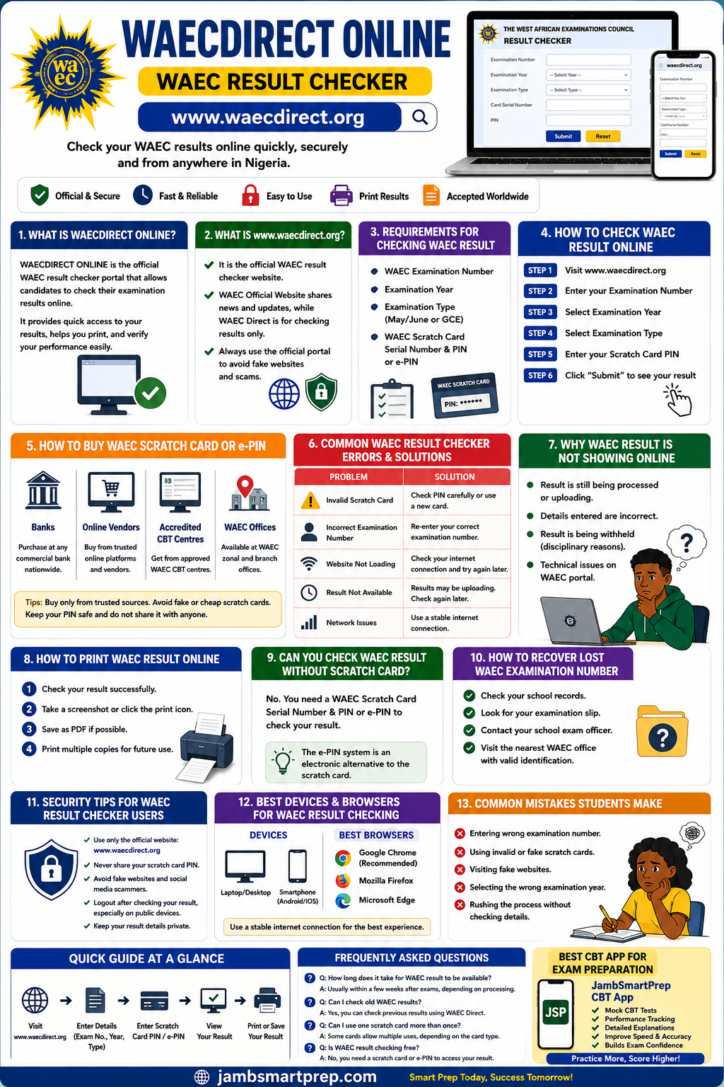 WAECDIRECT ONLINE - WAEC RESULT CHECKER | www.waecdirect.org