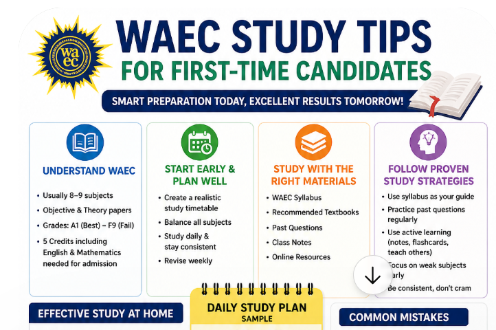 WAEC Study Tips for First-Time Candidates (Pass WAEC in One Sitting)
