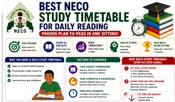 Best NECO Study Timetable for Daily Reading (Proven Plan to Pass in One Sitting)