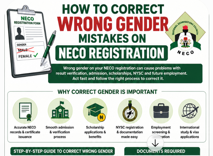 How To Correct Wrong Gender Mistakes On NECO Registration 2026