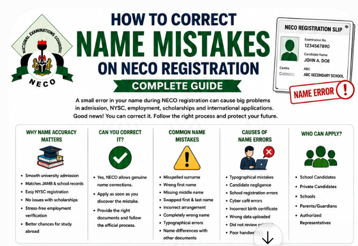 How To Correct Name Mistakes On NECO Registration – Complete Guide 202