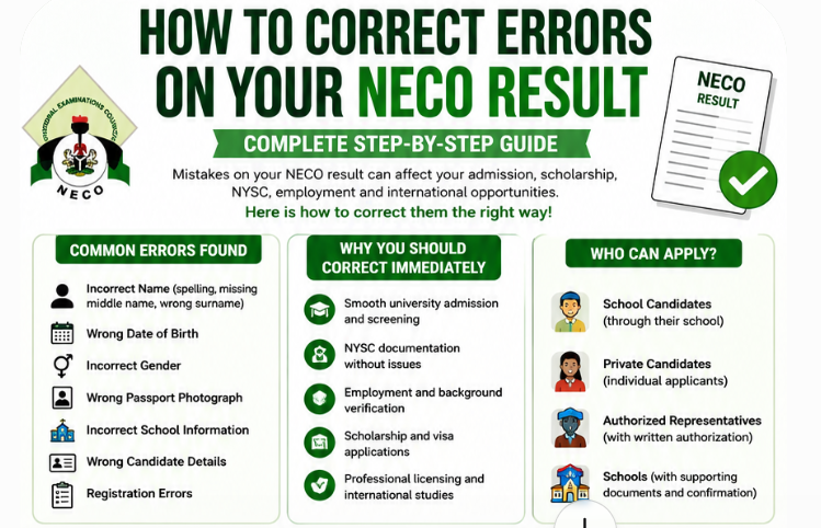 How to Correct Errors on Your NECO Result