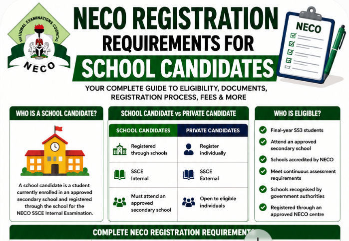 NECO Registration Requirements for School Candidates 2027