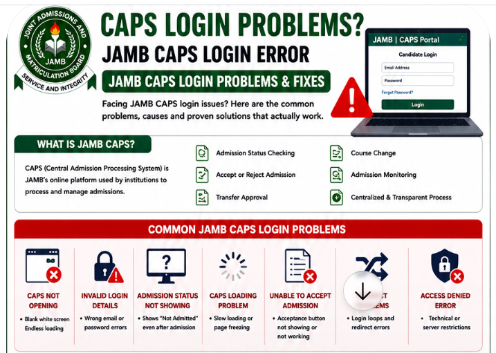 CAPS Login Problems - JAMB CAPS Login Error | JAMB CAPS Login Problems & Fixes