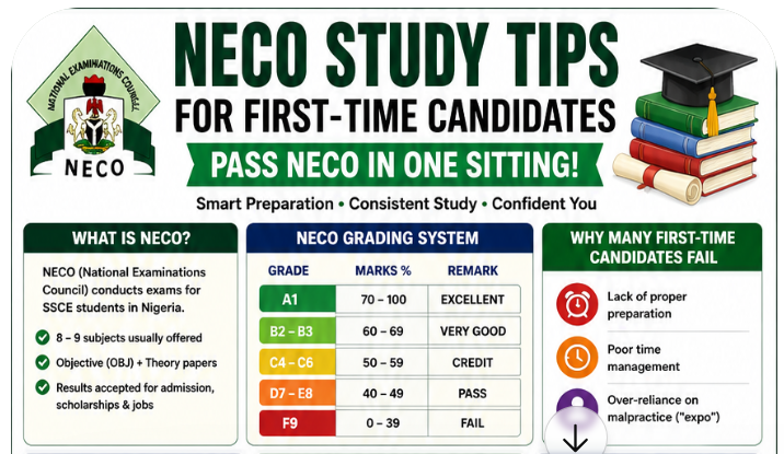 NECO Study Tips for First-Time Candidates (Pass NECO in One Sitting)