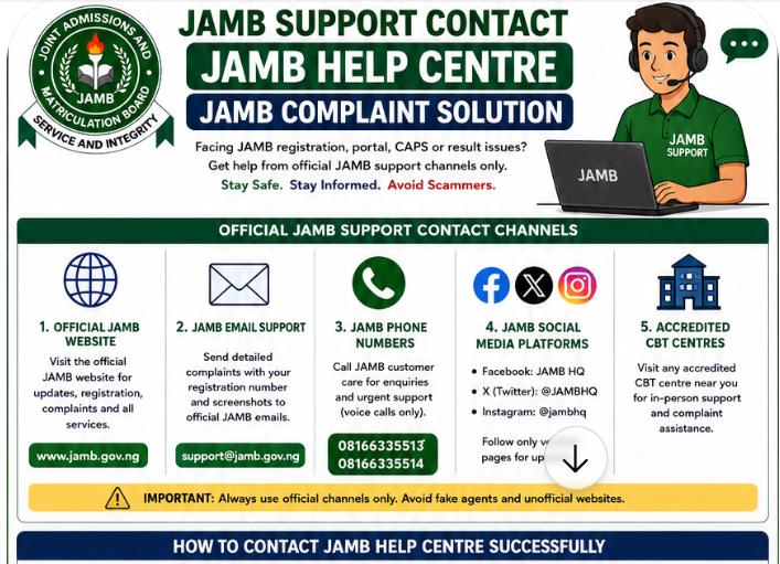 JAMB Support Contact - JAMB Help Centre | JAMB Complaint Solution