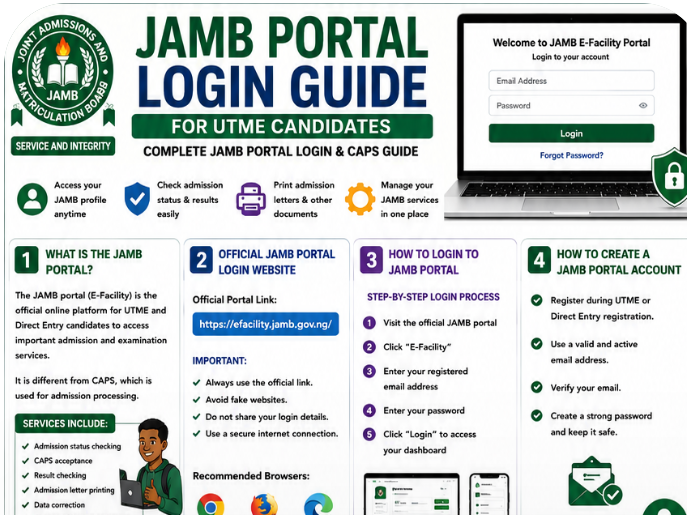 JAMB Portal Login Guide for UTME Candidates - Complete JAMB Portal Login and CAPS Guide