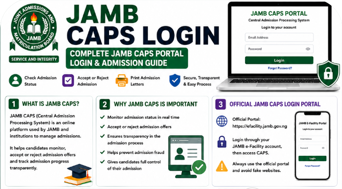 JAMB CAPS Login - Complete JAMB CAPS Portal Login and Admission Guide