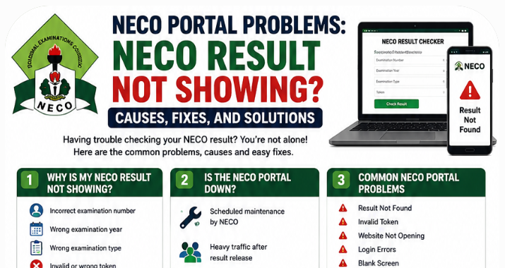 NECO Portal Problems: NECO Result Not Showing? Causes, Fixes, and Solutions
