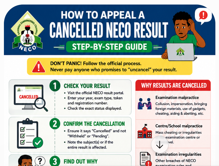 How to Appeal a Cancelled NECO Result 2026: Step-by-Step Guide