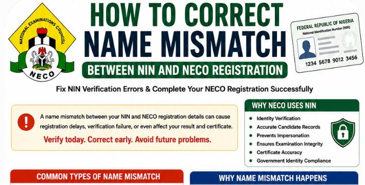 How to Correct Name Mismatch Between NIN and NECO Registration