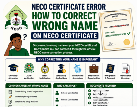 NECO Certificate Error – How To Correct Wrong Name On NECO Certificate